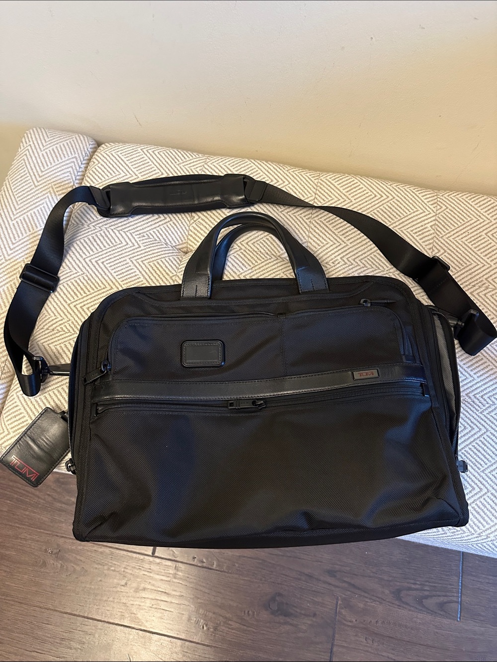 Tumi Black Nylon Laptop Briefcase with Shoulder Strap
